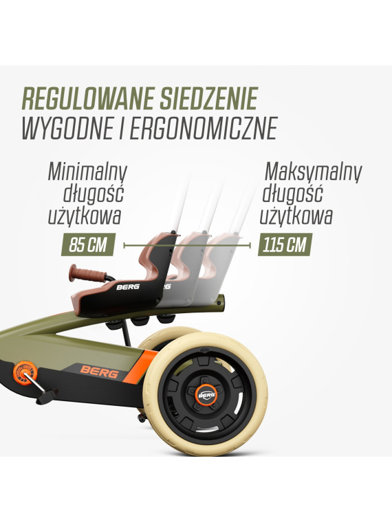 Gokart na pedały dla dzieci BERG Buzzy Retro 2-in-1 od 2 lat zielony