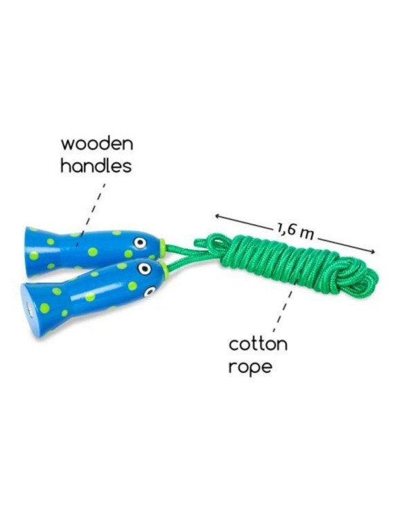 Skakanka niebieska z drewnianymi rączkami 160 cm BS Toys