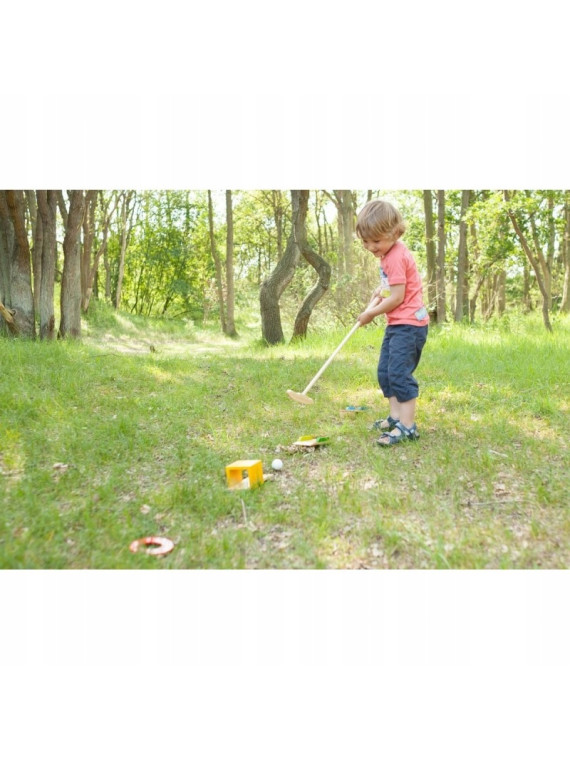 Drewniany zestaw do minigolfa z przeszkodami BS Toys