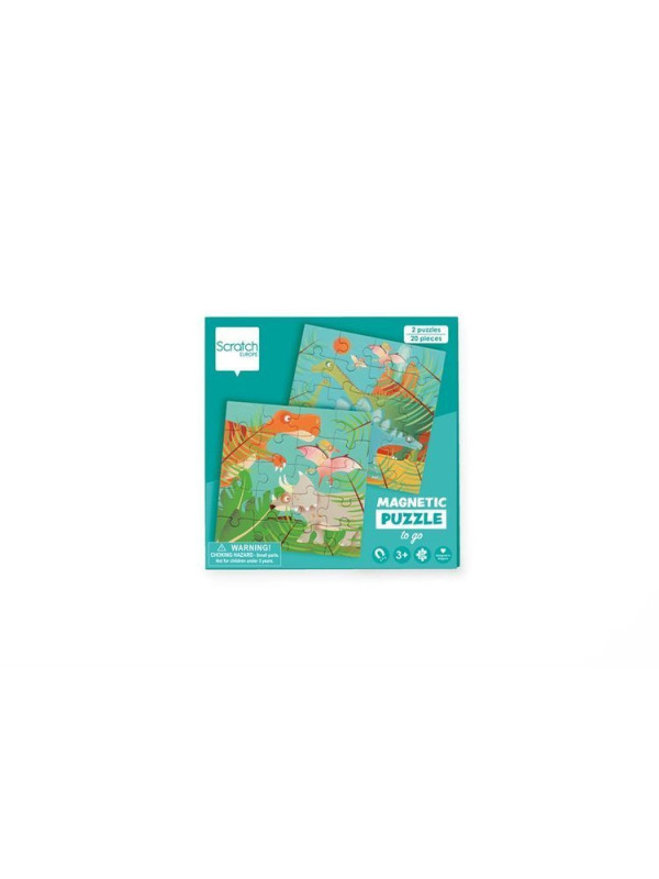 Scratch, Puzzle magnetyczne - książka podróżna Dino 2 obrazki 40 elem.