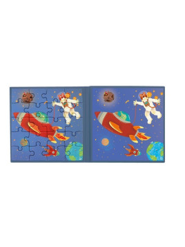 Scratch, Puzzle magnetyczne - książka podróżna Rakieta i kosmos 2 obrazki 40 elem.