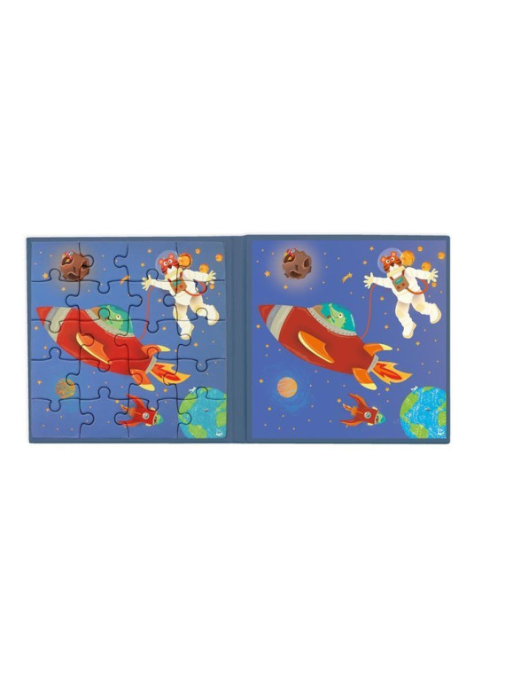 Scratch, Puzzle magnetyczne - książka podróżna Rakieta i kosmos 2 obrazki 40 elem.
