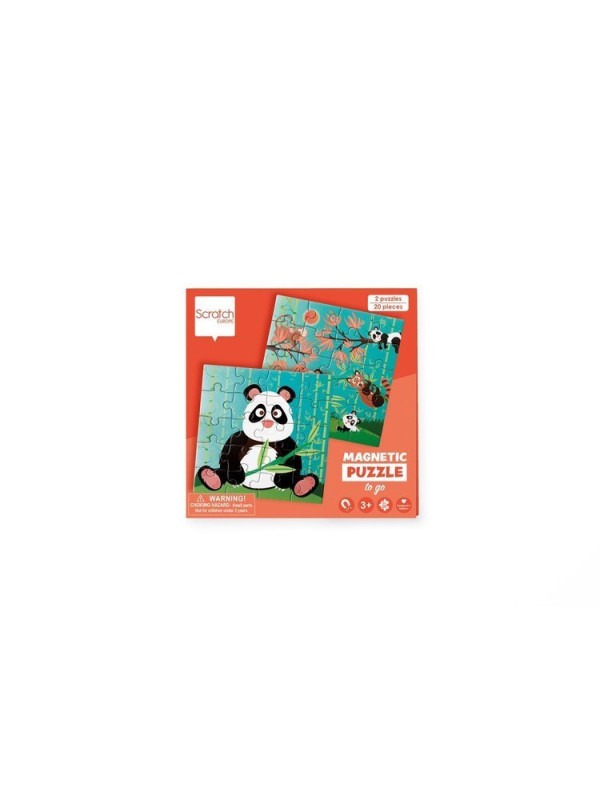 Scratch, Puzzle magnetyczne - książka podróżna Panda 2 obrazki 40 elem.