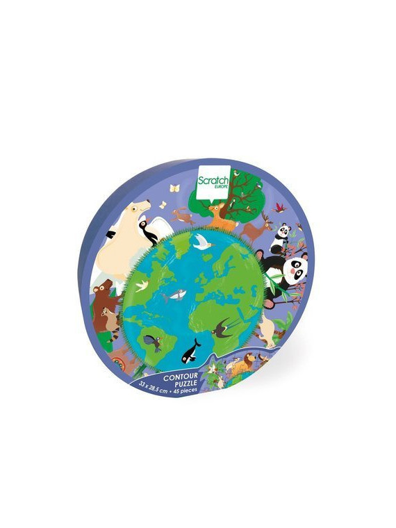 Scratch, Puzzle konturowe Mapa świata 45 elem.