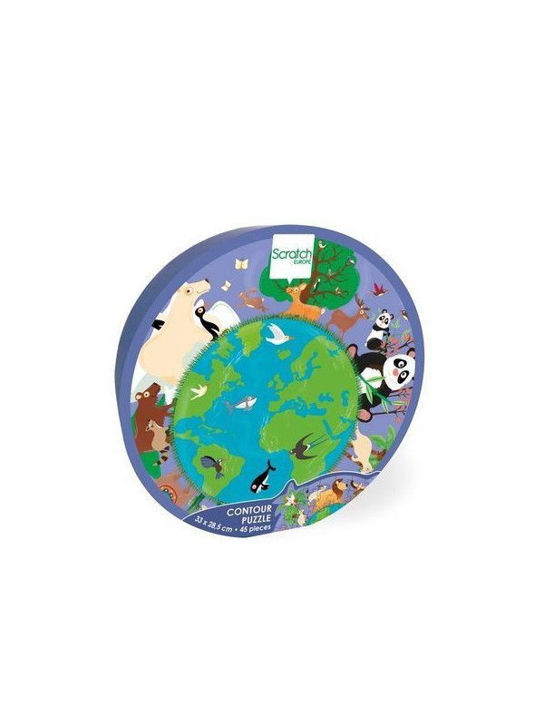 Scratch, Puzzle konturowe Mapa świata 45 elem.