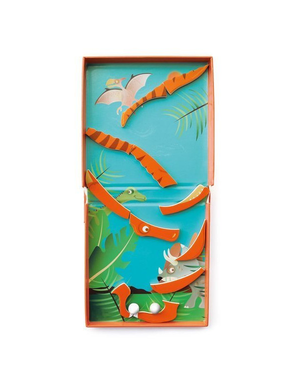 Scratch, magnetyczne puzzle Dinozaur i tor kulek gra 2w1