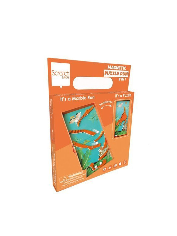 Scratch, magnetyczne puzzle Dinozaur i tor kulek gra 2w1
