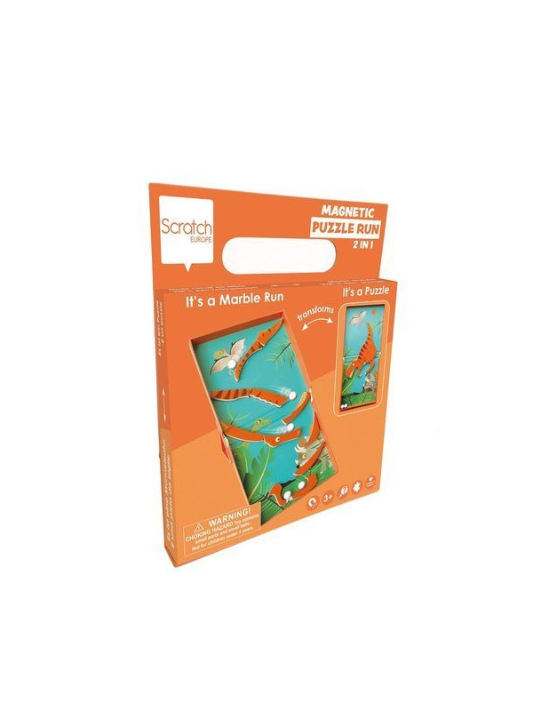 Scratch, magnetyczne puzzle Dinozaur i tor kulek gra 2w1