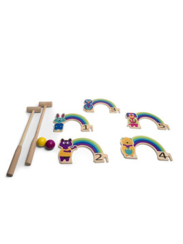 Drewniany krykiet dla dzieci - zestaw BS Toys Tęcza