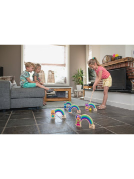 Drewniany krykiet dla dzieci - zestaw BS Toys Tęcza
