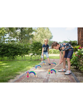 Drewniany krykiet dla dzieci - zestaw BS Toys Tęcza