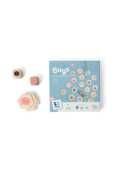 BS Toys, drewniana gra 4 w 1 Znajdź robaczka XL
