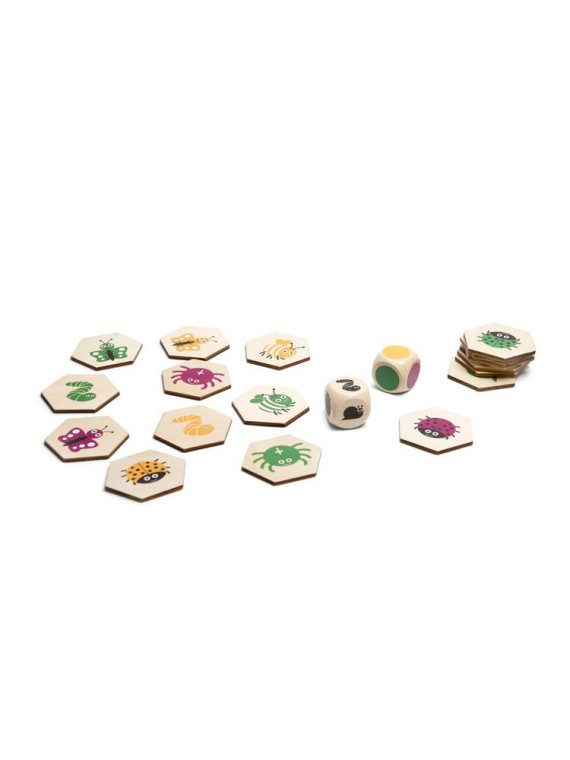 BS Toys, drewniana gra 4 w 1 Znajdź robaczka XL