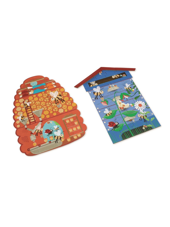 Scratch, Dwustronne Puzzle XL (2 x 20 elem) Pszczoły i Ul
