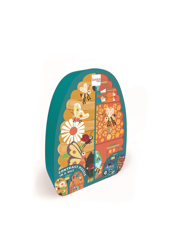 Scratch, Dwustronne Puzzle XL (2 x 20 elem) Pszczoły i Ul
