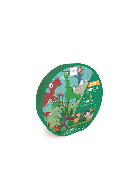 Scratch, Puzzle 2w1 -- 2D i 3D scenografia Dinozaury