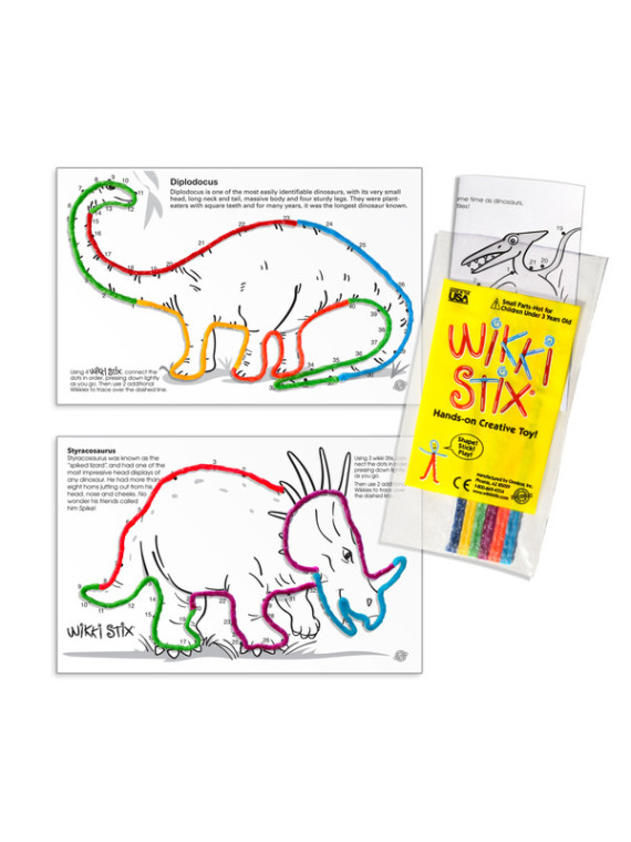 Woskowe sznureczki Wikki Stix - Zestaw PARTY DINO 12 x 12 szt