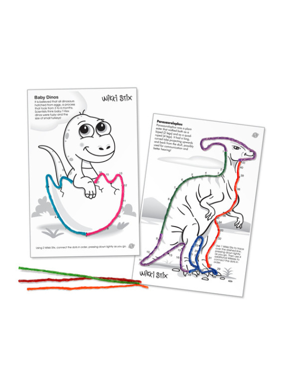 Woskowe sznureczki Wikki Stix - Zestaw PARTY DINO 12 x 12 szt