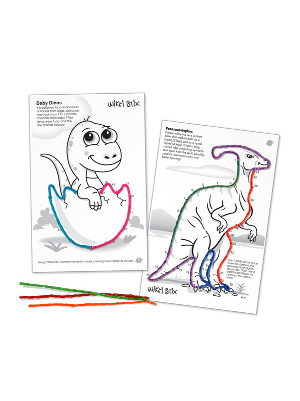 Woskowe sznureczki Wikki Stix - Zestaw PARTY DINO 12 x 12 szt