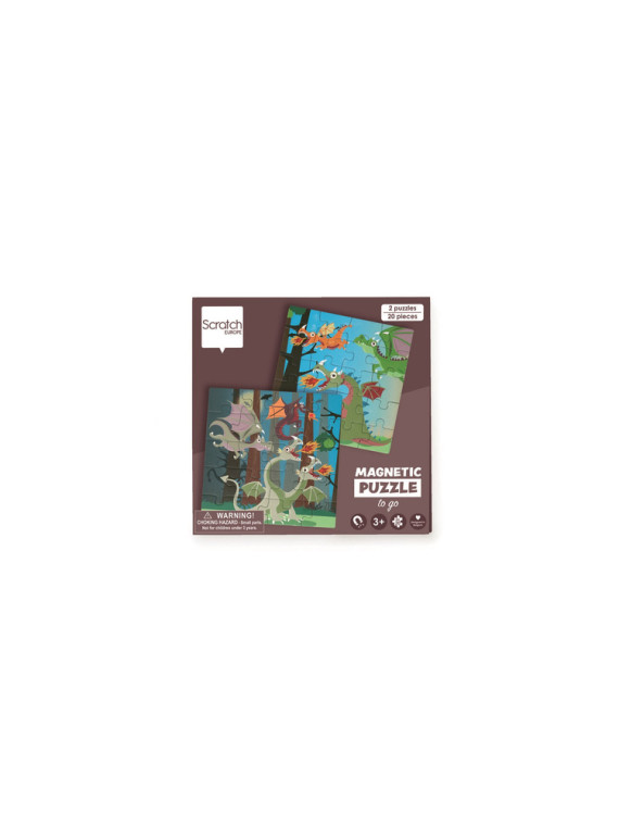 Scratch, Puzzle magnetyczne - książka podróżna Smoki 2 obrazki 40 elem.