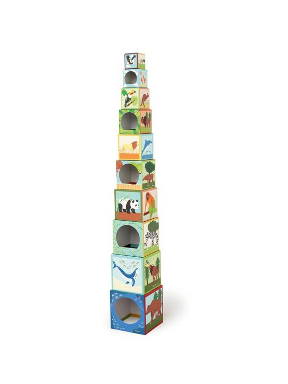 Scratch, 2 w 1 Piramida edukacyjna i Quiz puzzle z okienkiem - Zwierzęta 10 el.