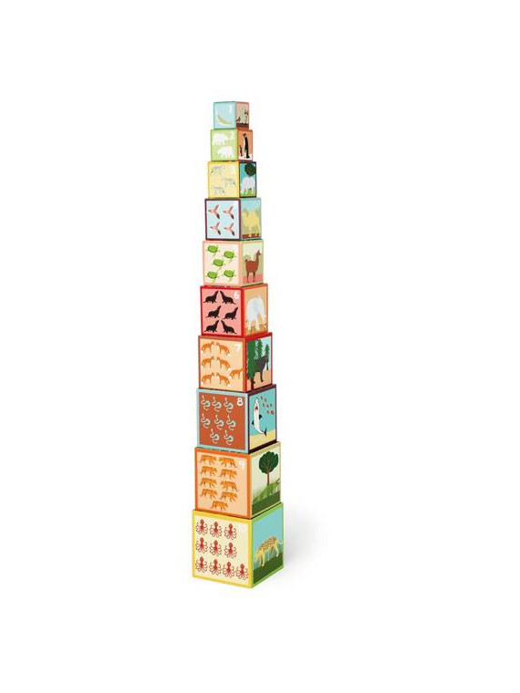 Scratch, 2 w 1 Piramida edukacyjna i Quiz puzzle z okienkiem - Zwierzęta 10 el.