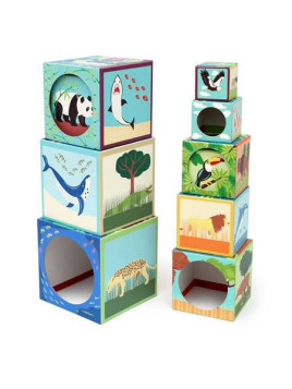 Scratch, 2 w 1 Piramida edukacyjna i Quiz puzzle z okienkiem - Zwierzęta 10 el.