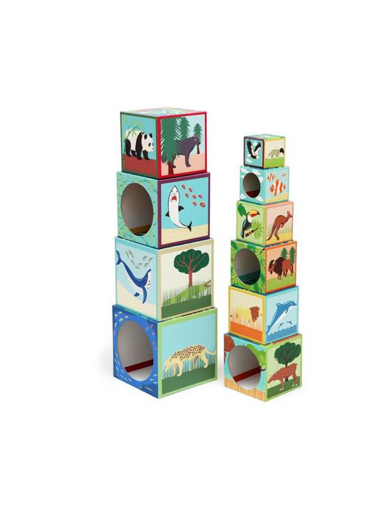 Scratch, 2 w 1 Piramida edukacyjna i Quiz puzzle z okienkiem - Zwierzęta 10 el.