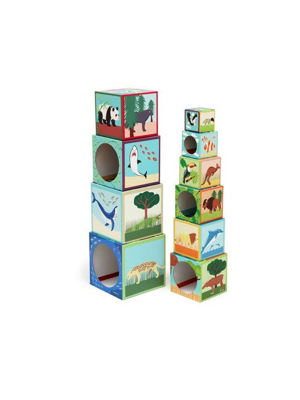 Scratch, 2 w 1 Piramida edukacyjna i Quiz puzzle z okienkiem - Zwierzęta 10 el.