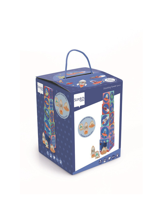 Drewniana piramida edukacyjna dla dzieci - Scratch Kosmos