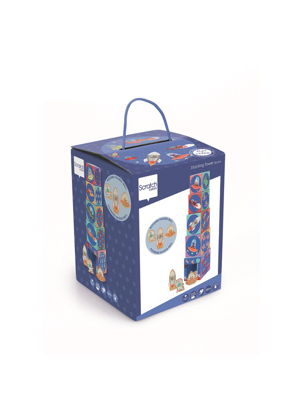 Drewniana piramida edukacyjna dla dzieci - Scratch Kosmos