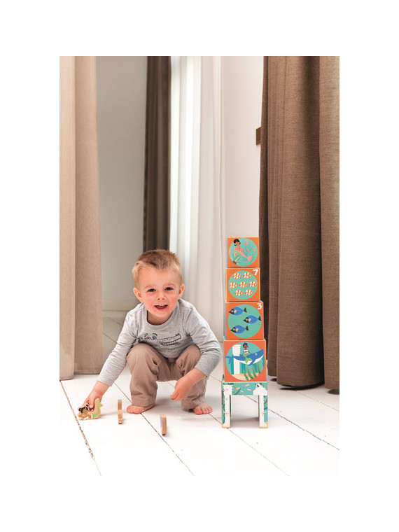 Scratch, Piramida edukacyjna i drewniane figurki OCEAN