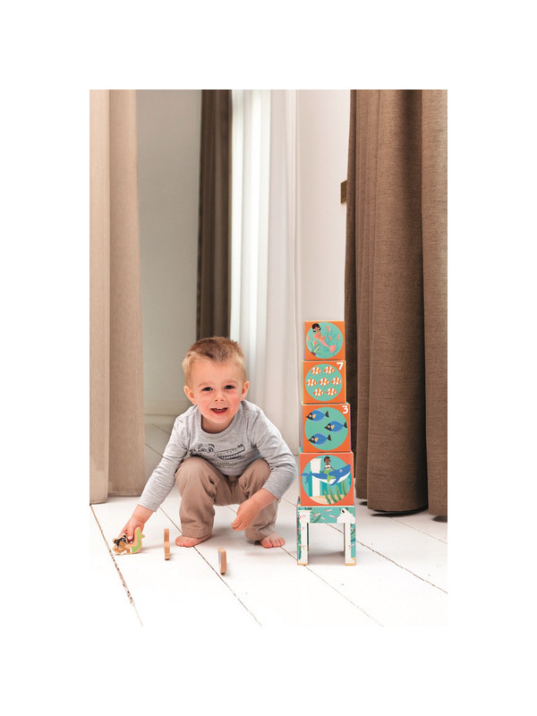Scratch, Piramida edukacyjna i drewniane figurki OCEAN