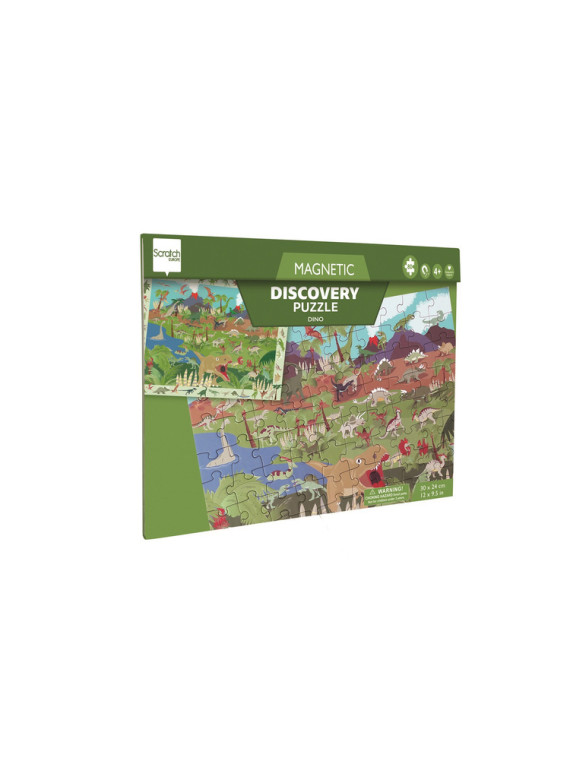 Scratch, 2 w 1 Puzzle magnetyczne i gra obserwacyjna - Diznozaury 80 el.