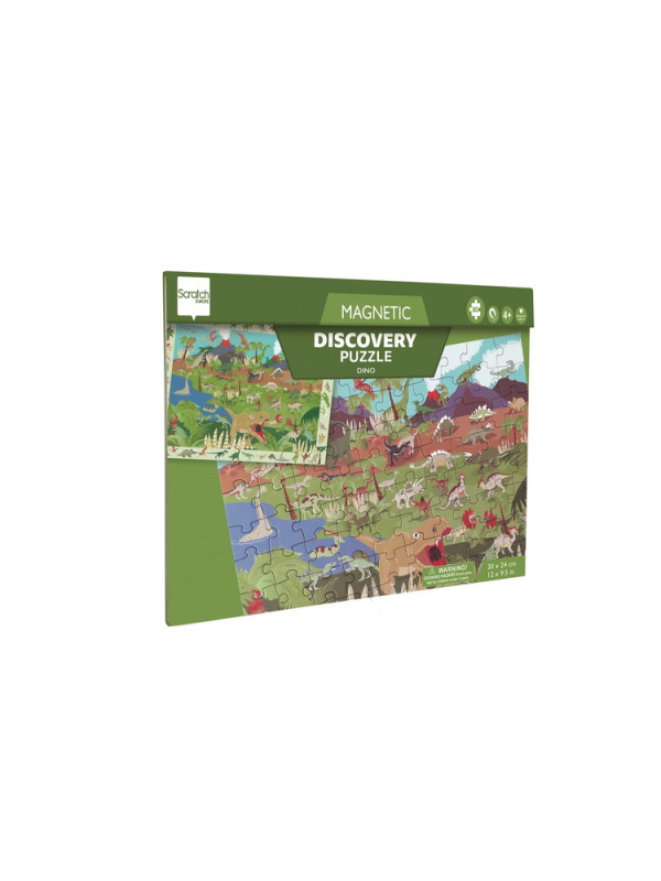 Scratch, 2 w 1 Puzzle magnetyczne i gra obserwacyjna - Diznozaury 80 el.