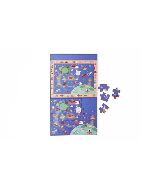 Scratch, 2 w 1 Puzzle magnetyczne i gra obserwacyjna - Kosmos 30 el.