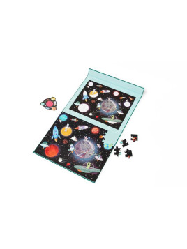Scratch, 2 w 1 Puzzle magnetyczne i gra Szukaj z lupą - Kosmos 80 el.