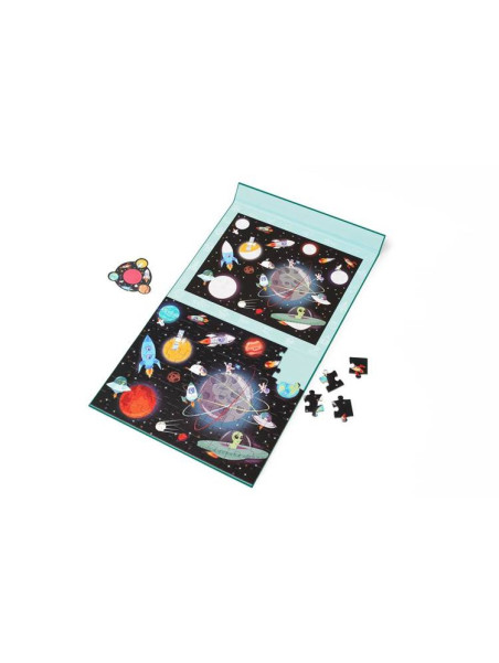 Scratch, 2 w 1 Puzzle magnetyczne i gra Szukaj z lupą - Kosmos 80 el.