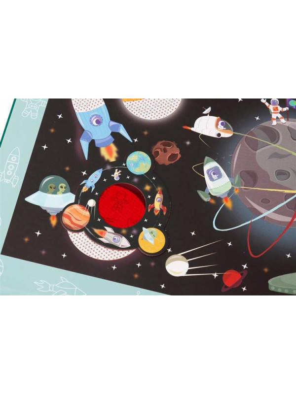 Scratch, 2 w 1 Puzzle magnetyczne i gra Szukaj z lupą - Kosmos 80 el.