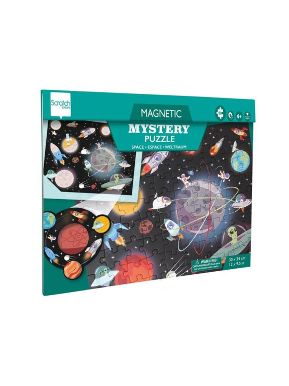 Scratch, 2 w 1 Puzzle magnetyczne i gra Szukaj z lupą - Kosmos 80 el.