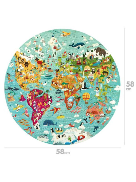 Puzzle Okrągłe Boppi Mapa Świata 150 Elementów USZKODZONE OPAKOWANIE RABAT 10%
