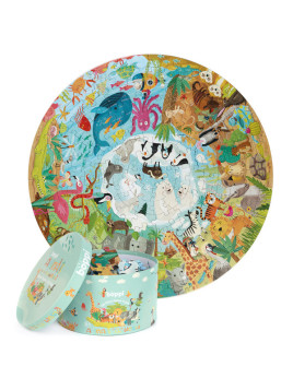 Okrągłe puzzle dla dzieci 58 cm - Boppi Zwierzęta Świata 150 el  USZKODZONE OPAKOWANIE RABAT 10%