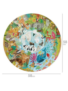 Okrągłe puzzle dla dzieci 58 cm - Boppi Zwierzęta Świata 150 el  USZKODZONE OPAKOWANIE RABAT 10%