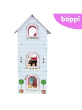 BOPPI, Drewniany domek z balkonem dla lalek  - 3 piętra