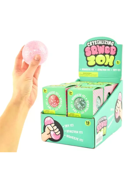 Sensoryczny pastelowy gniotek z kryształkami 8 cm (4 kolory) - display 12 szt