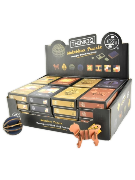 Drewniane mini puzzle 3D i 2D  - display 32 szt