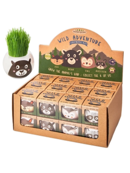 Eco hodowla trawy w doniczce Leśne zwierzątka - display 24 szt