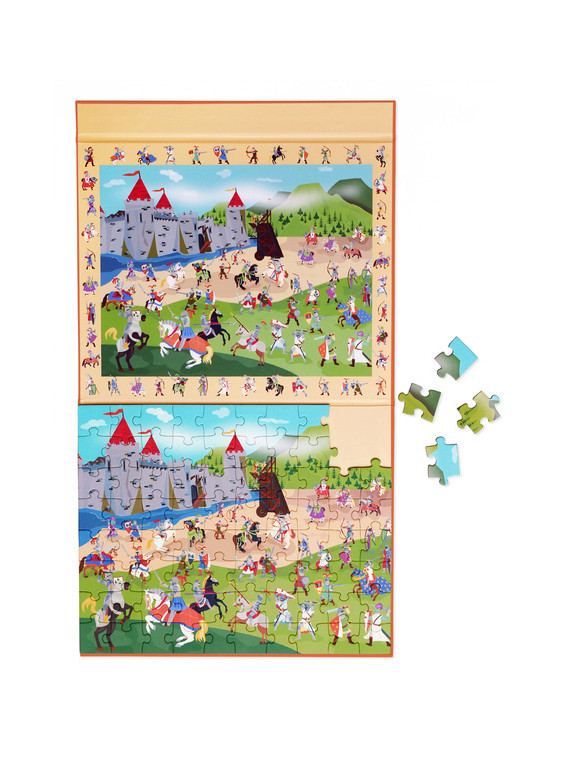 Scratch, 2 w 1 Puzzle magnetyczne i gra obserwacyjna - Rycerze 80 el.