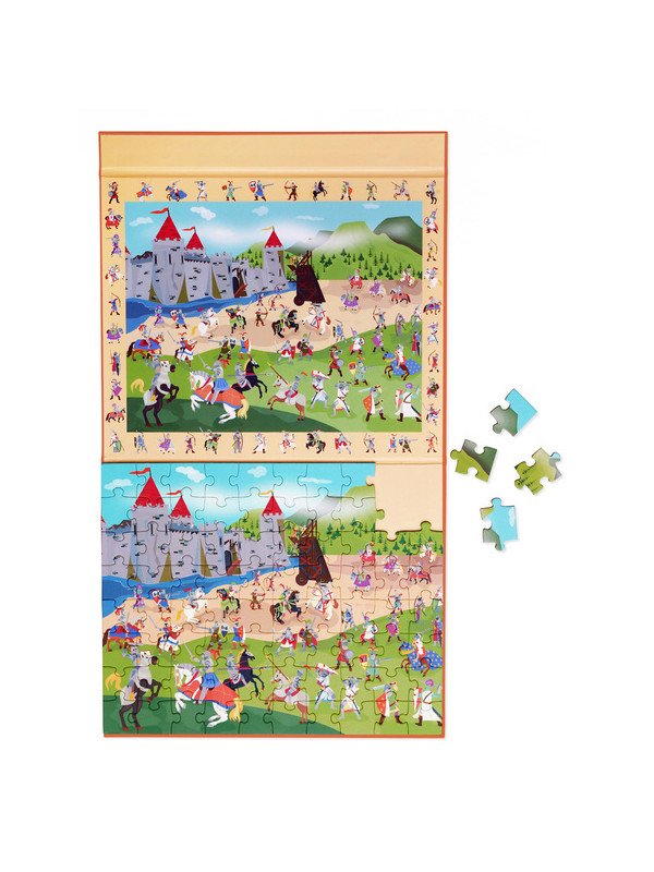 Scratch, 2 w 1 Puzzle magnetyczne i gra obserwacyjna - Rycerze 80 el.