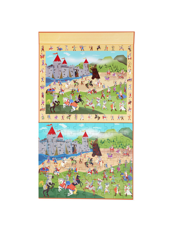 Scratch, 2 w 1 Puzzle magnetyczne i gra obserwacyjna - Rycerze 80 el.
